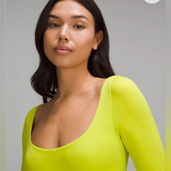 Lululemon Wundermost Nulu Square-Neck Long-Sleeve Bodysuit  Lichen Lime NWT - Picture 4 of 16